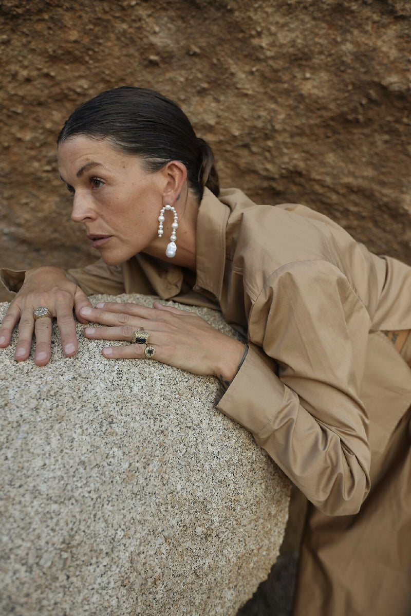 PEARL DANGLE STATEMENT EARRINGS