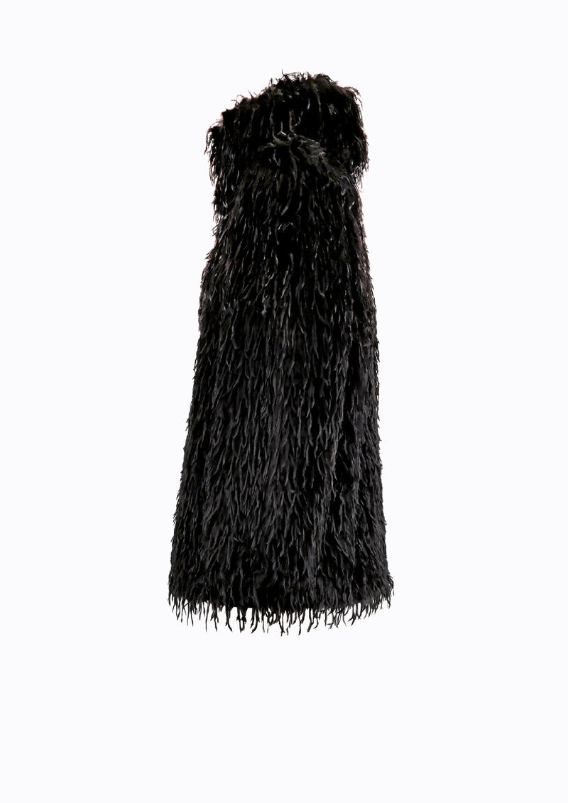 FEATHER-EFFECT COAT BLACK