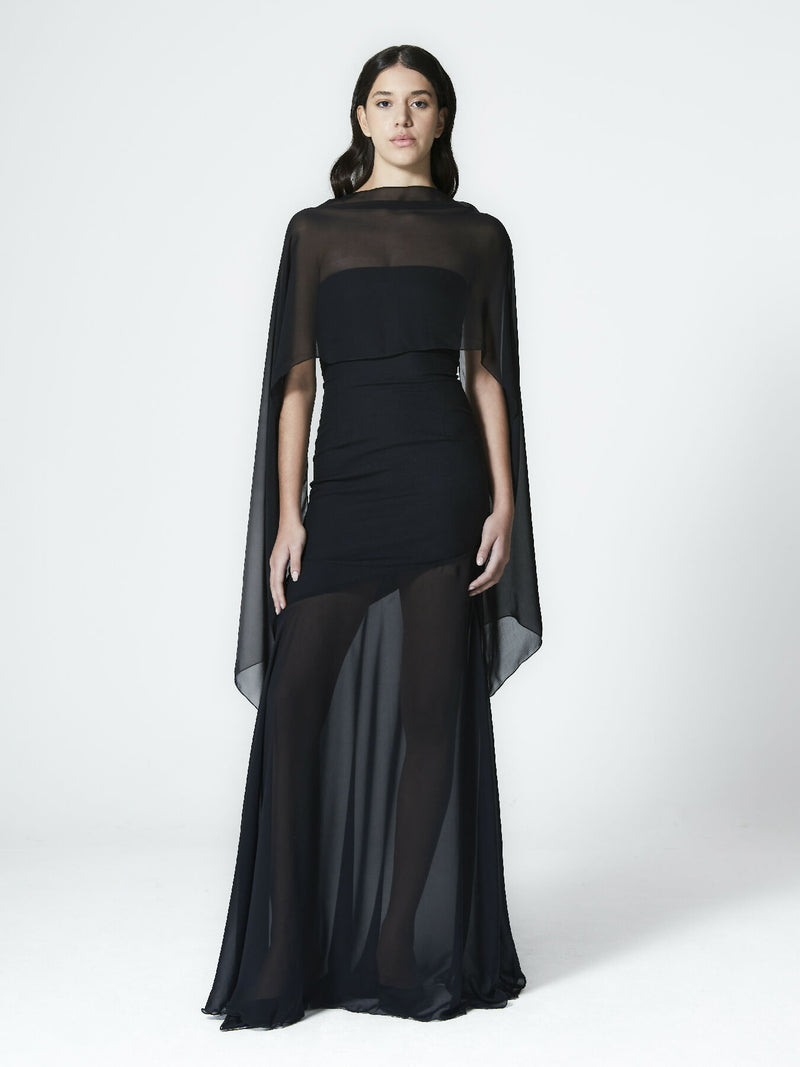 Aria Gown + Long Stole in Viscose Chiffon