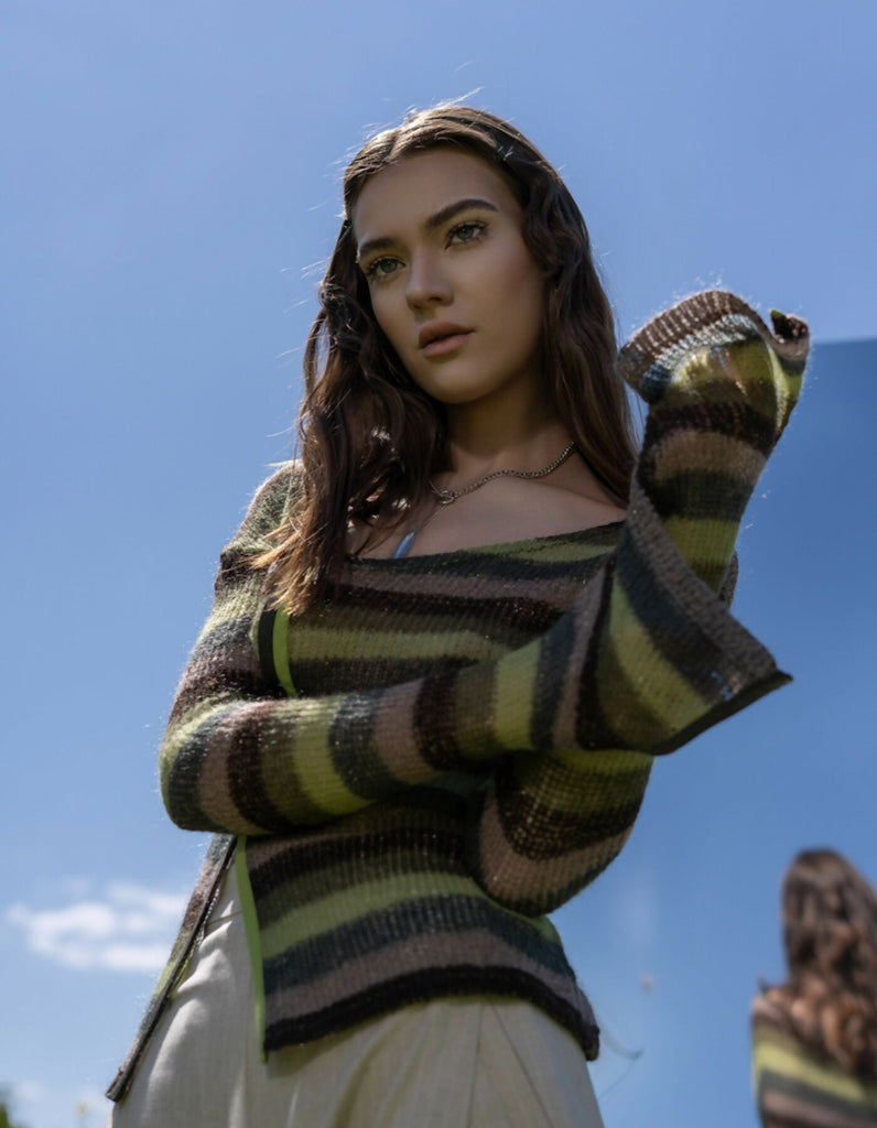Green knitted sweater
