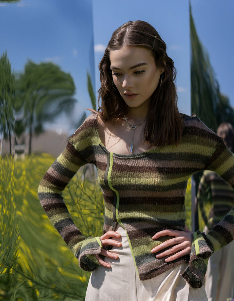 Green knitted sweater