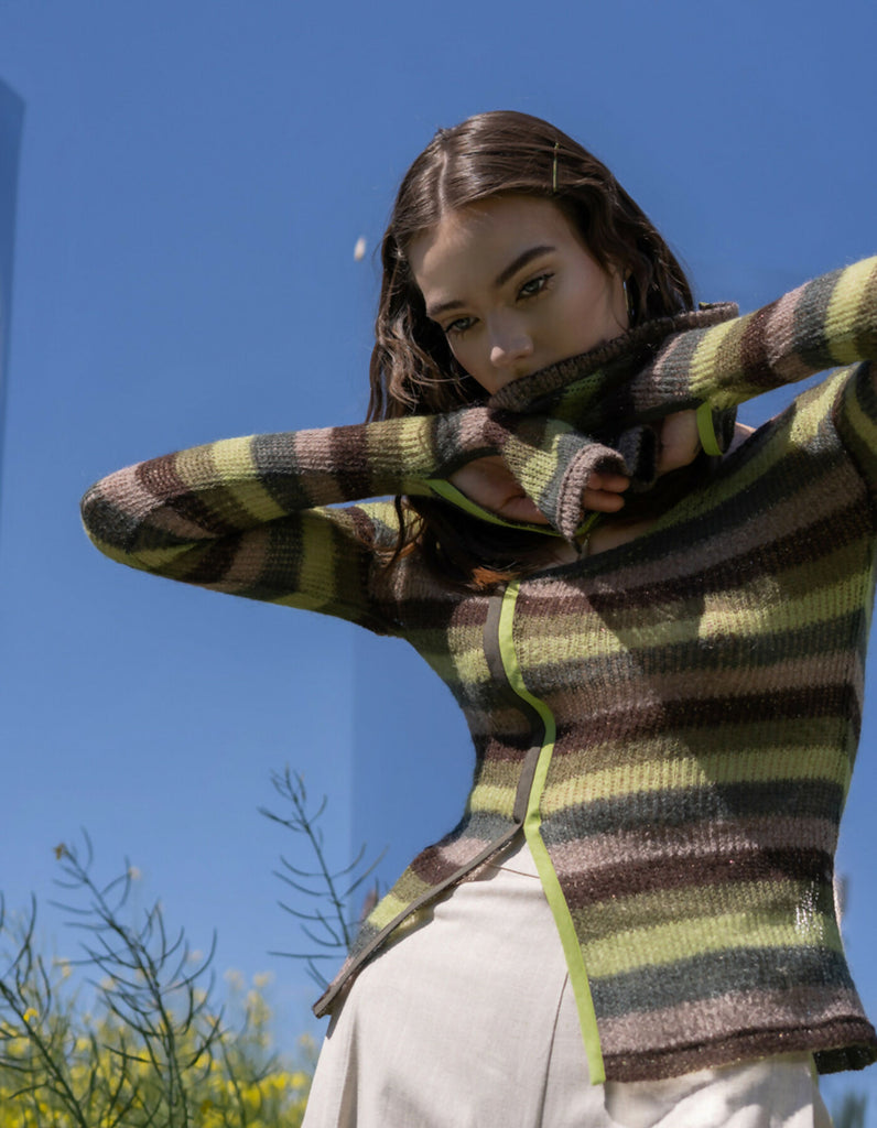 Green knitted sweater