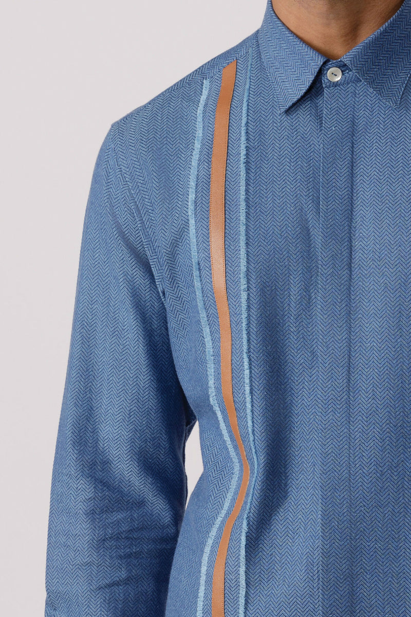 Leather patch accent shirt