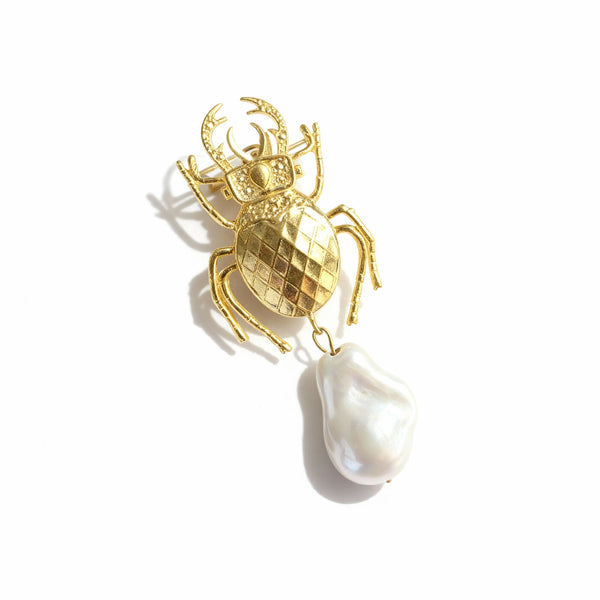 Gold Beetle Brooch
