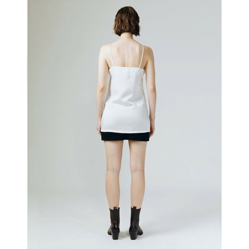 WHITE LACE-DETAILED SATIN CAMISOLE