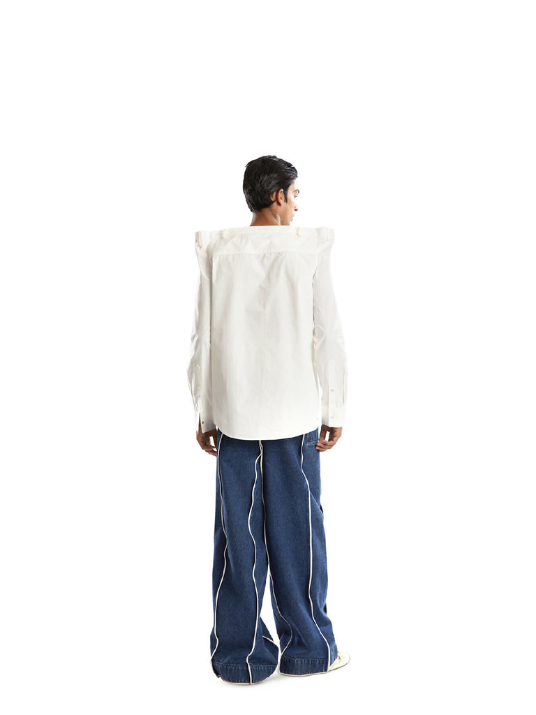 White straight shoulder shirt