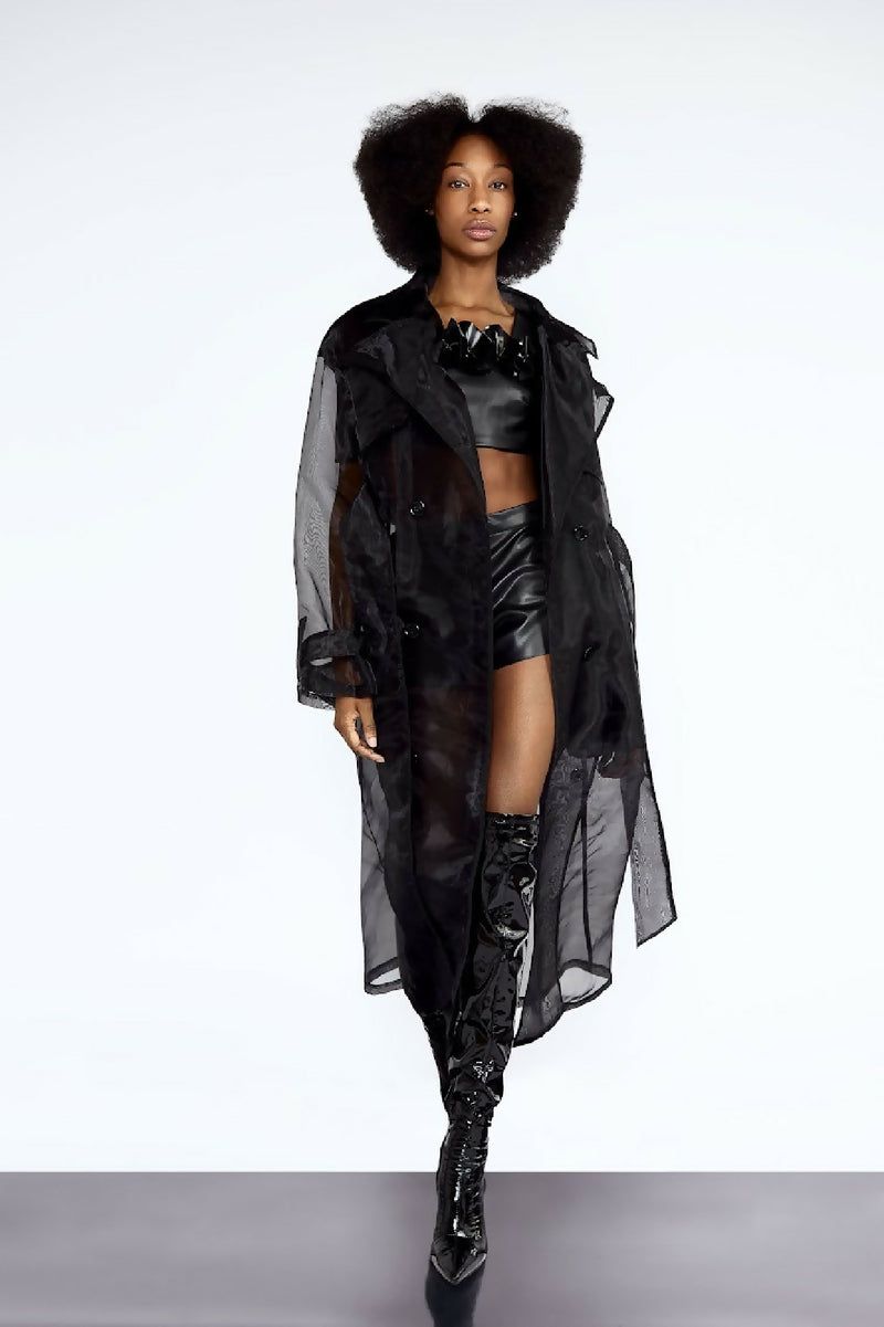 Silk Sheer Organza Classic Trench Coat