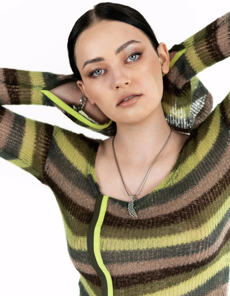 Green knitted sweater