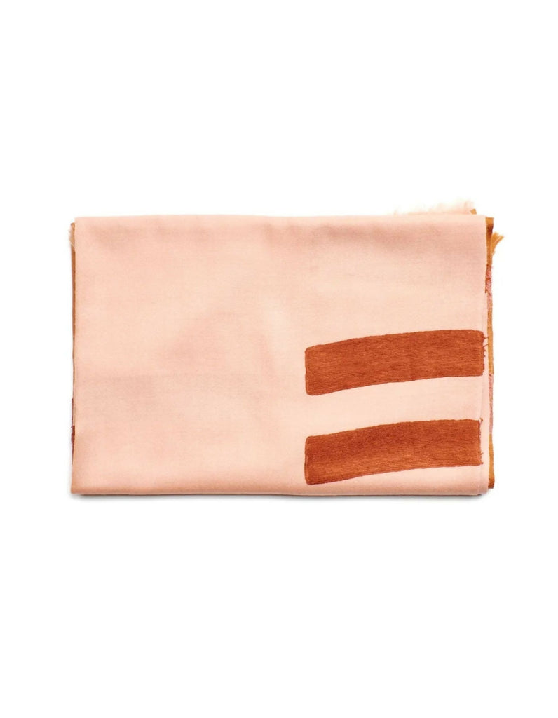 Canyon Orange Hand Embroidered Handwoven Silk Merino Scarf