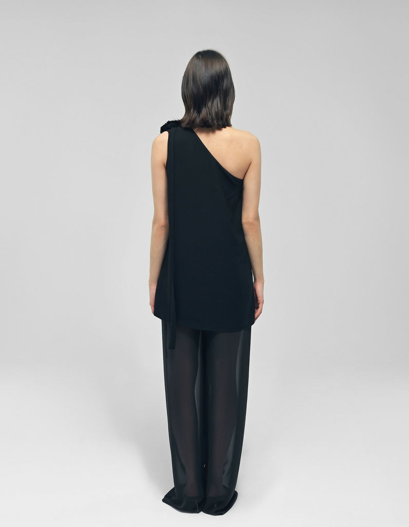 Derfla Black Crepe Blouse