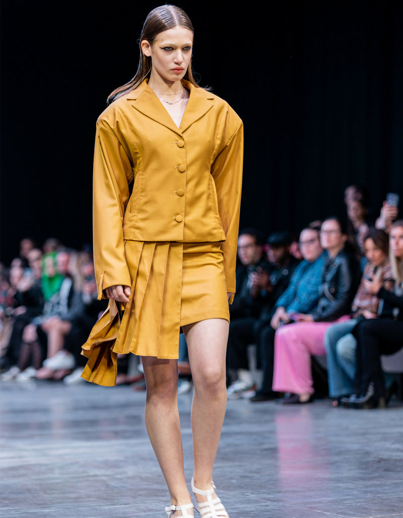 Mustard pleated skirt