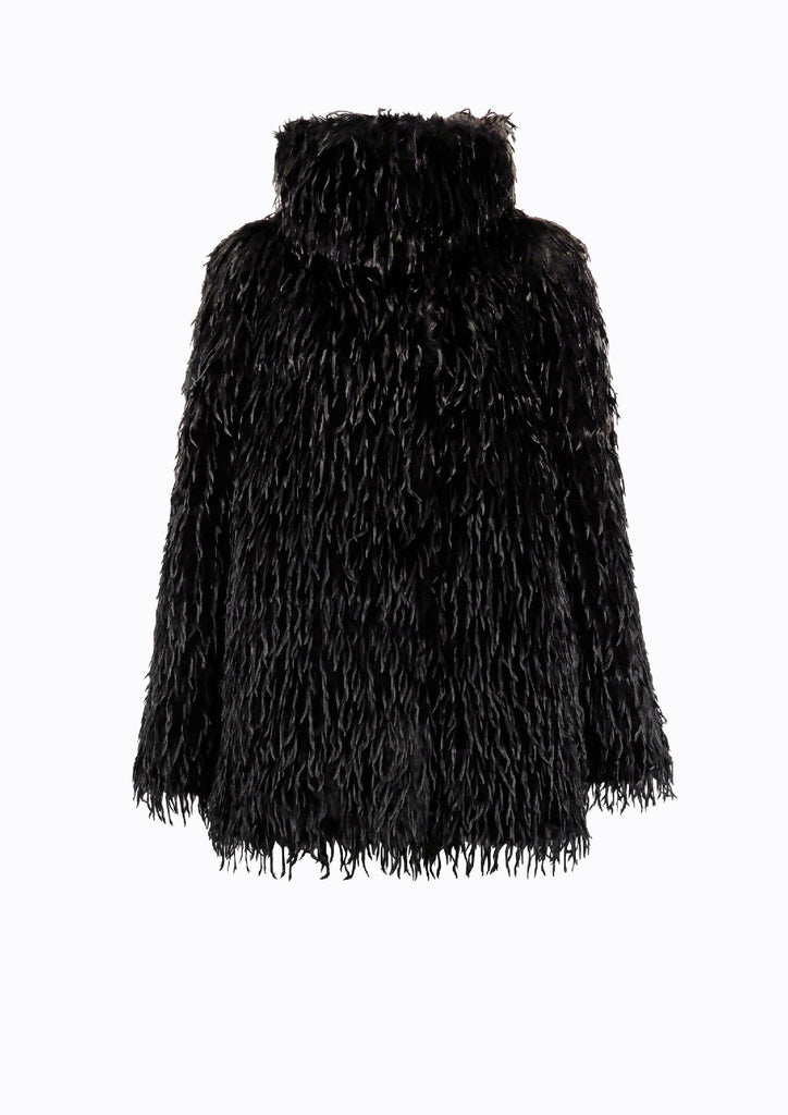 FEATHER-EFFECT COAT BLACK