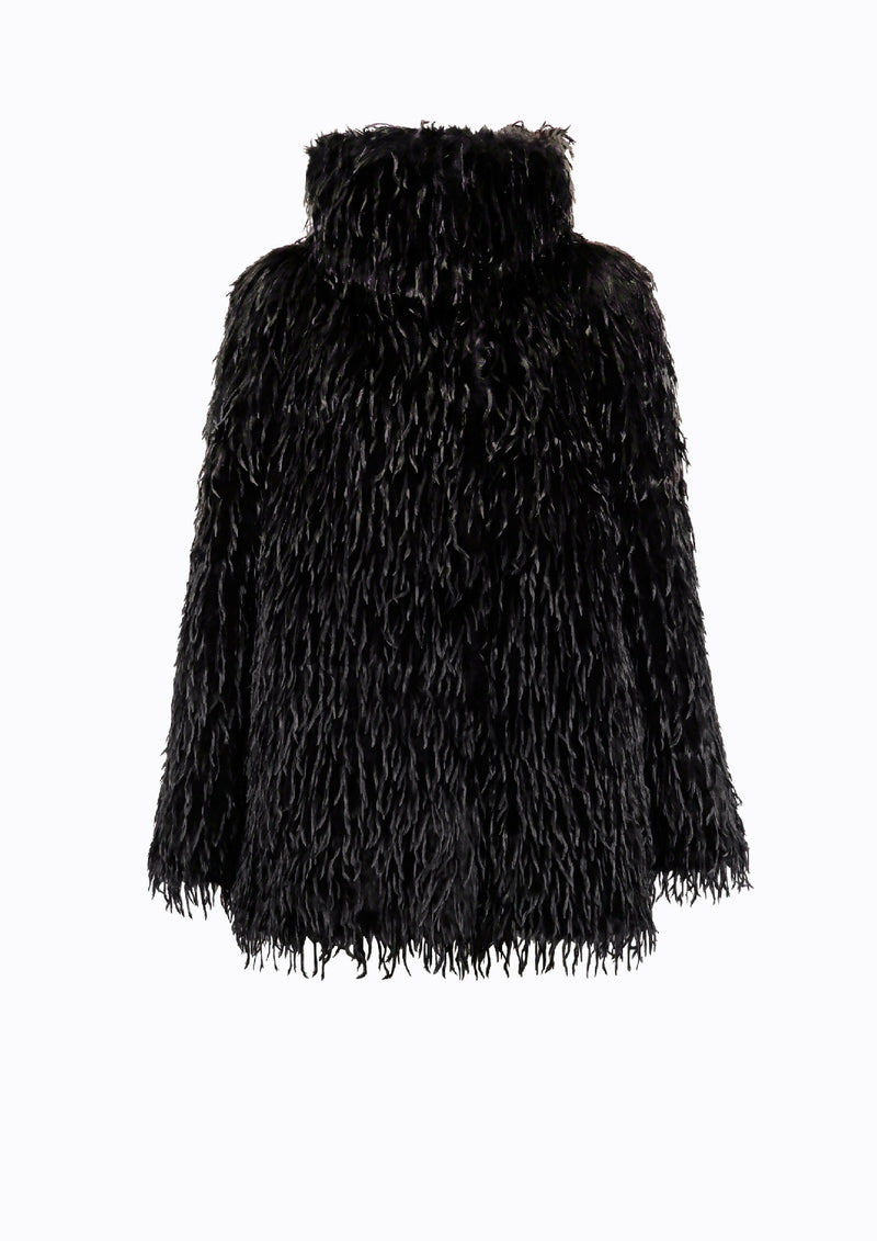 FEATHER-EFFECT COAT BLACK