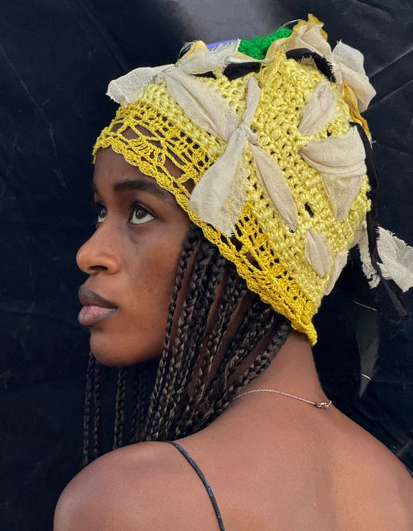 Sunlit Patchwork Crochet Headpiece
