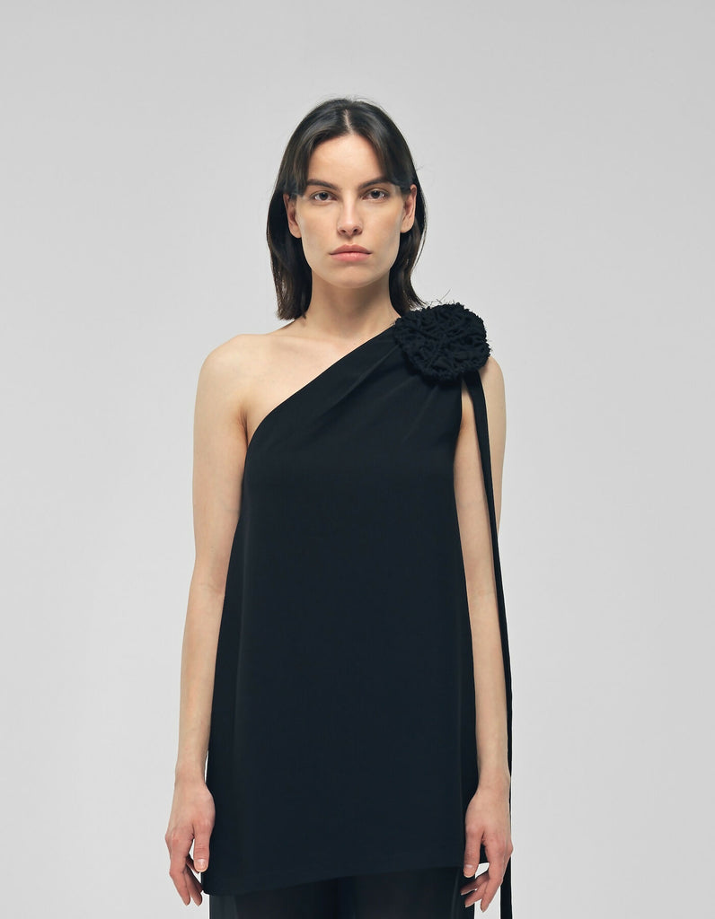 Derfla Black Crepe Blouse