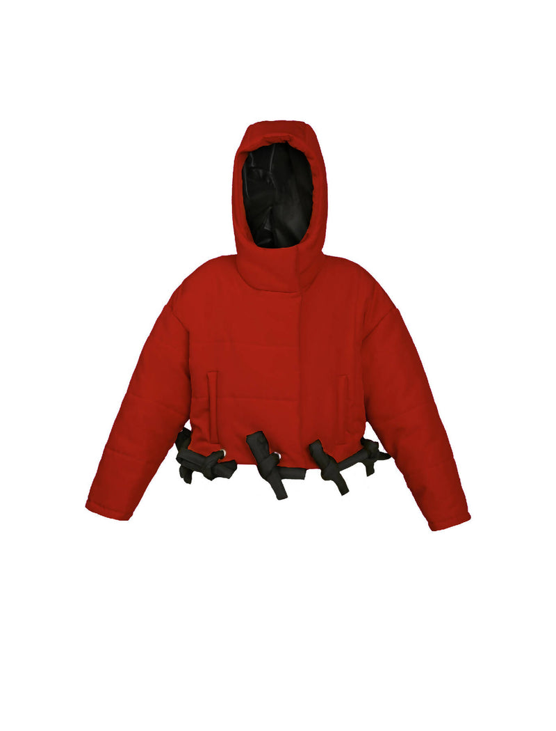 Hooded transformable puffer jacket