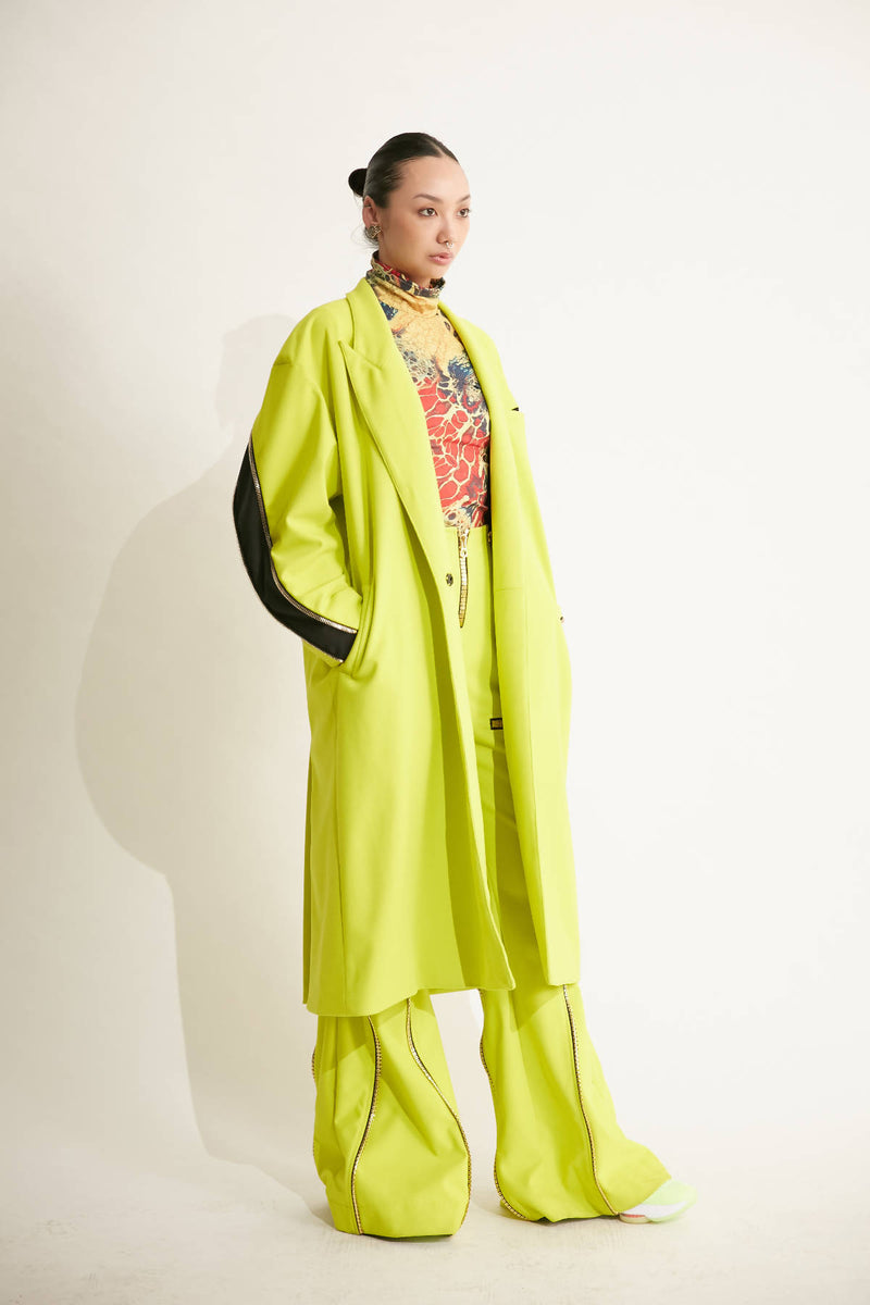 Yellow Floating-Print Neck Top