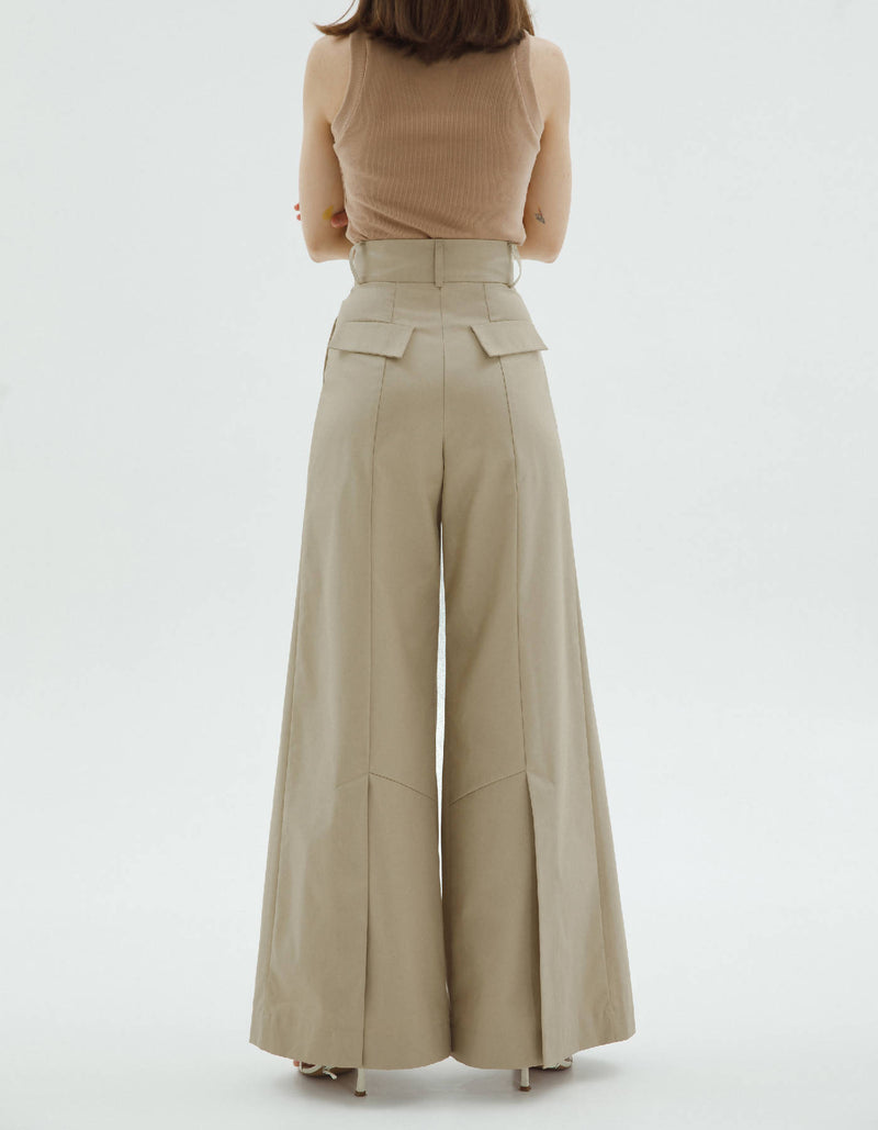 Beige Pleated Palazzo