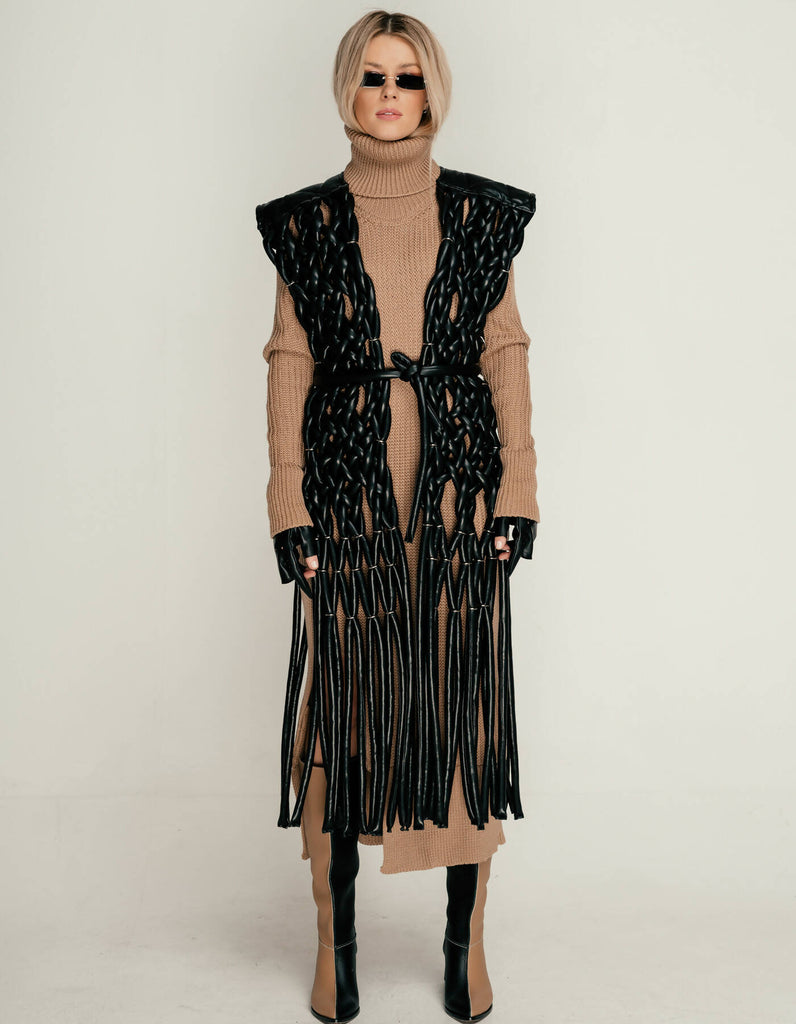 Knitted Eco-Leather Vest Faga