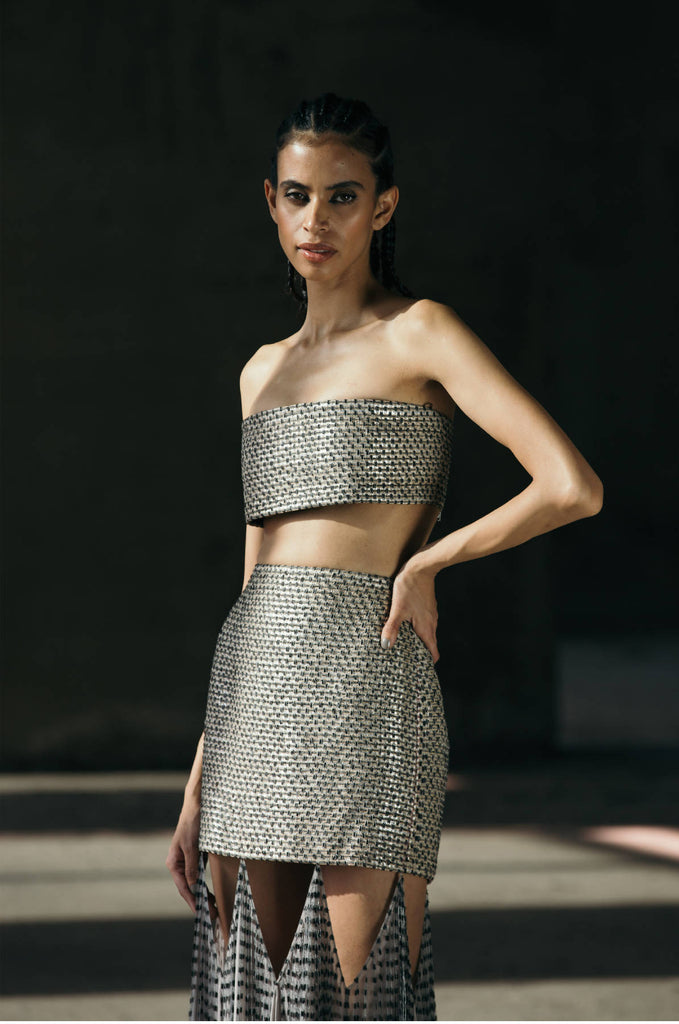Hand- Embroidered Structured Bustier