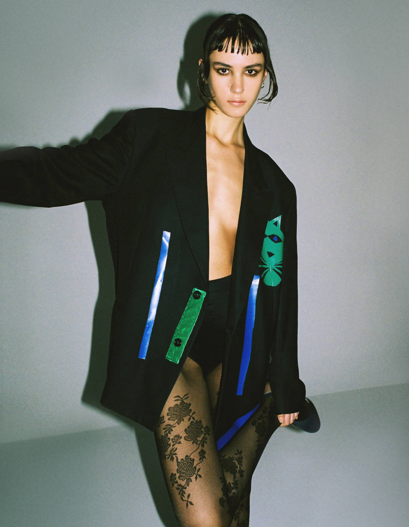 Green Cat Oversize Blazer