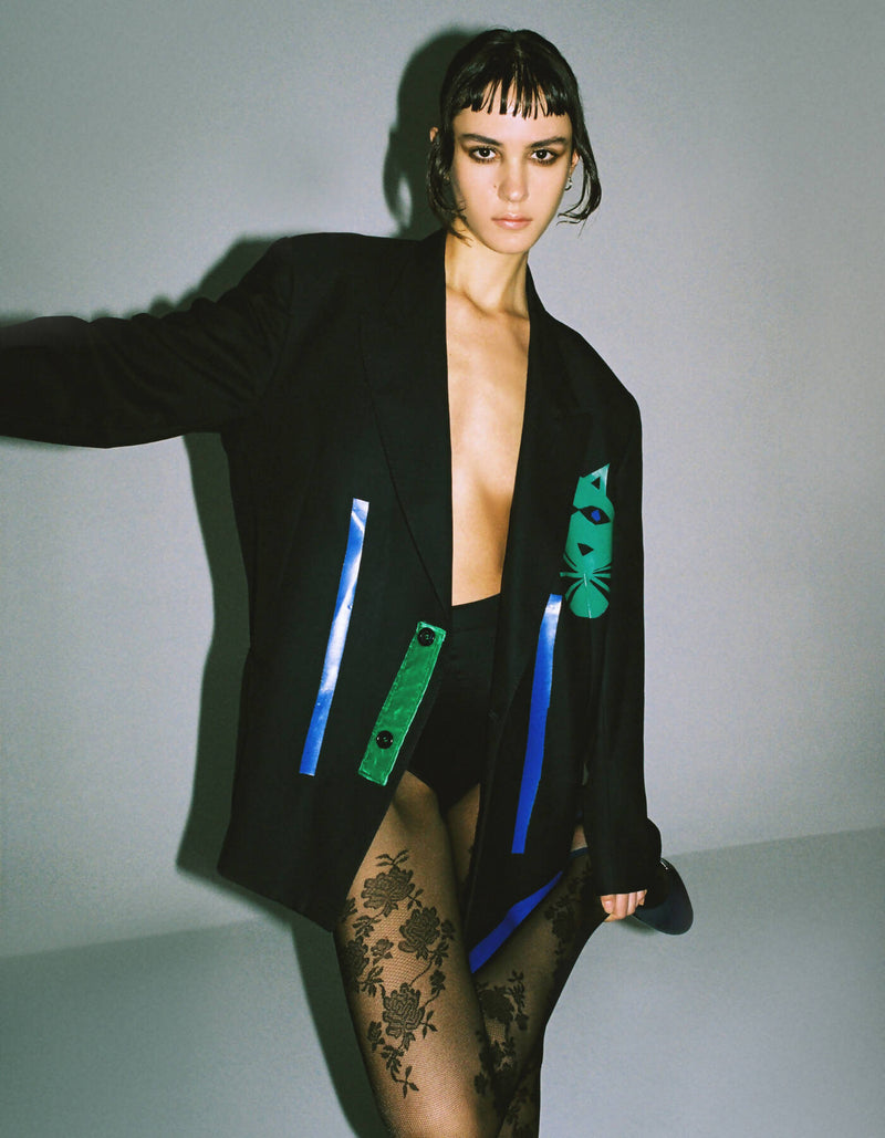Green Cat Oversize Blazer