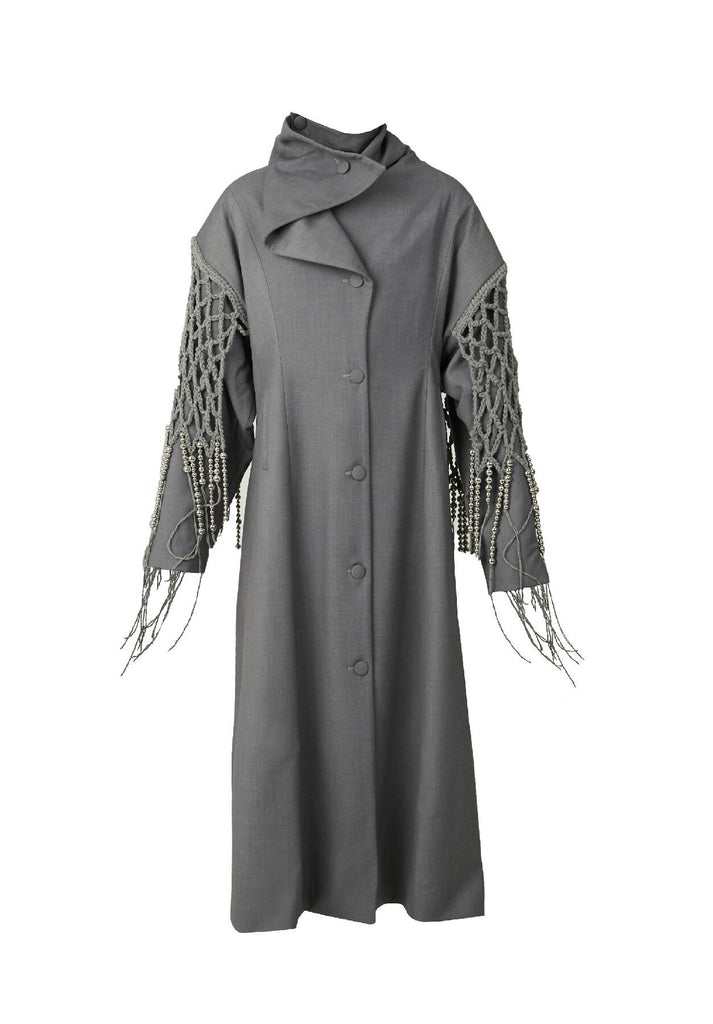Gray fishnet coat