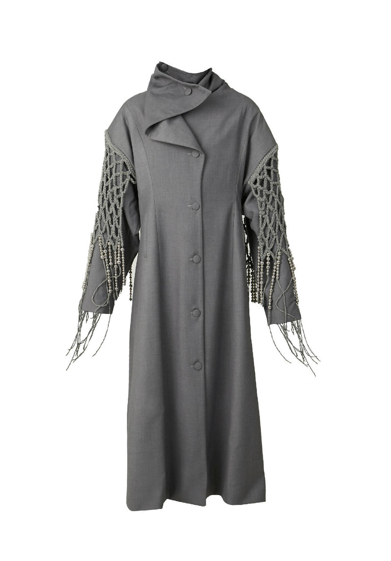 Gray fishnet coat