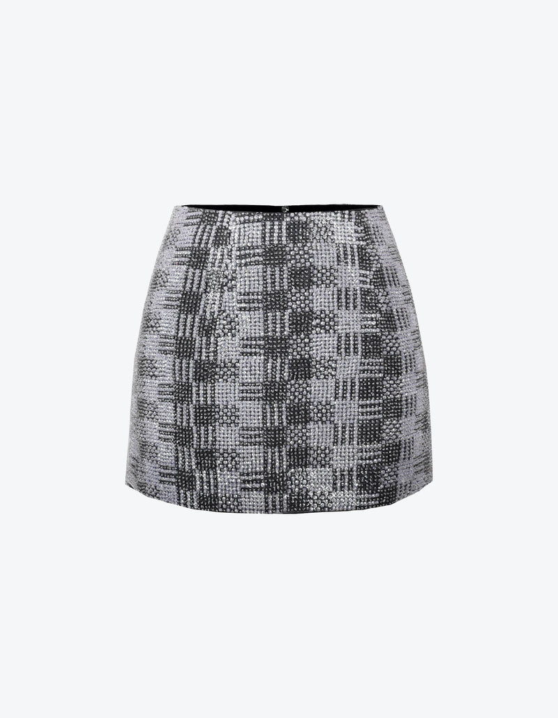 Hand-Embroidered Sequin Mini Skirt
