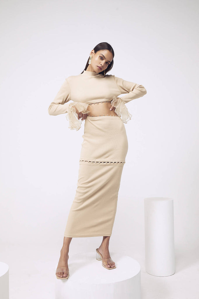 Bodycon Rib Maxi in Beige