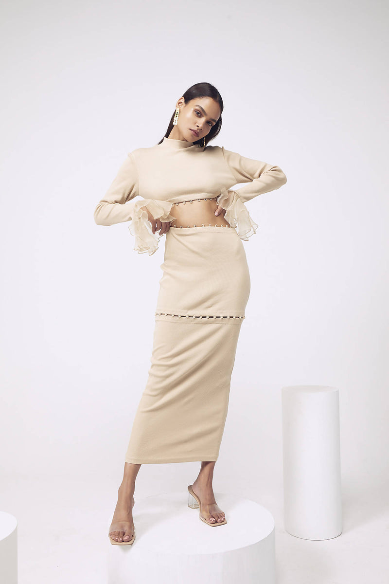 Bodycon Rib Maxi in Beige