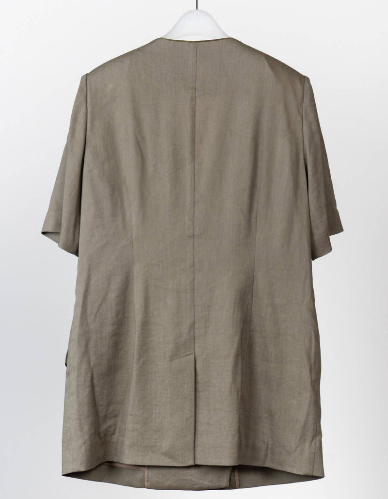 Linen Blending Piping V-Neck Jacket