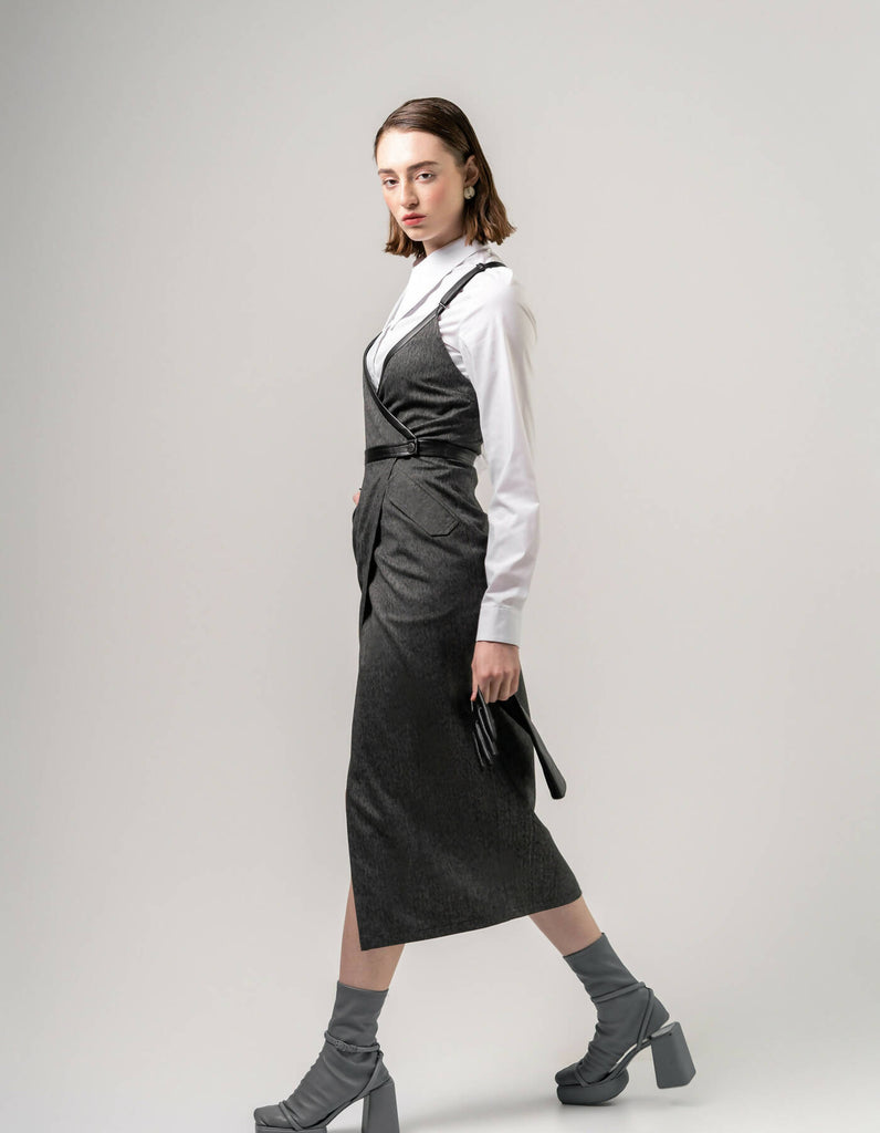 Sundress with a scent of suit fabric