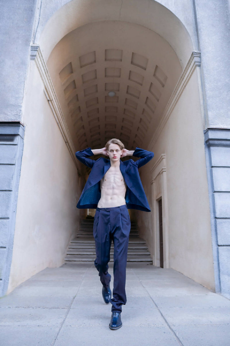 Sustainable Blue Men's Jacket from Scraps