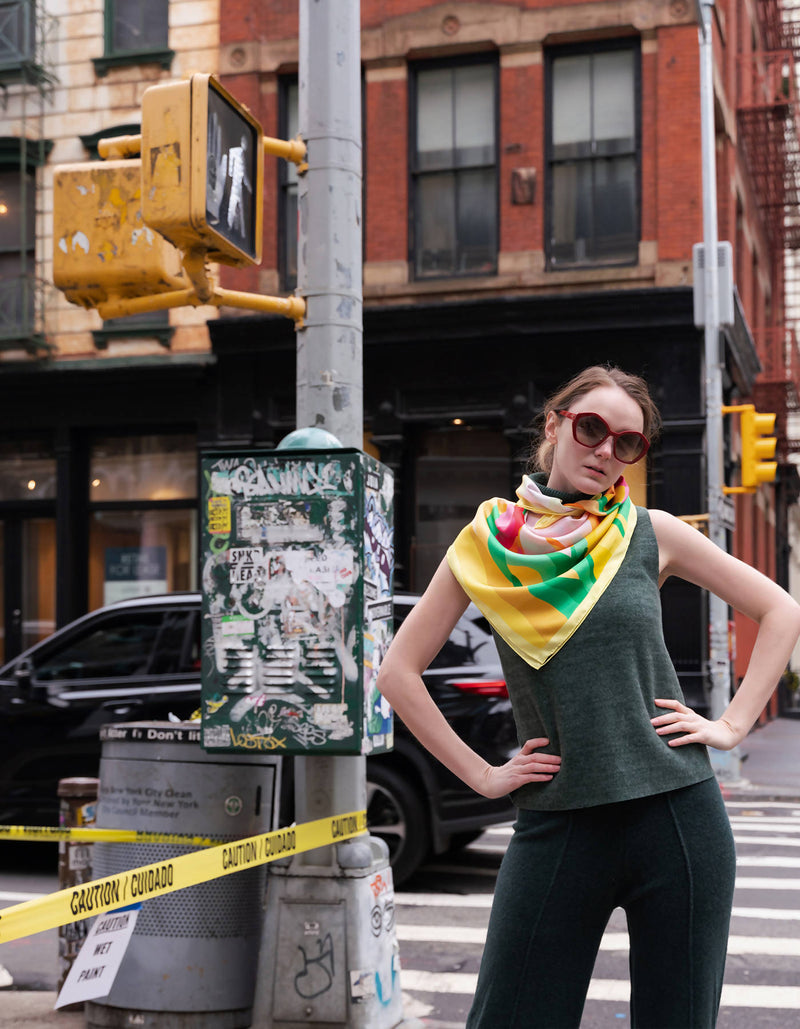 Double Sided Silk Scarf of The Harvest