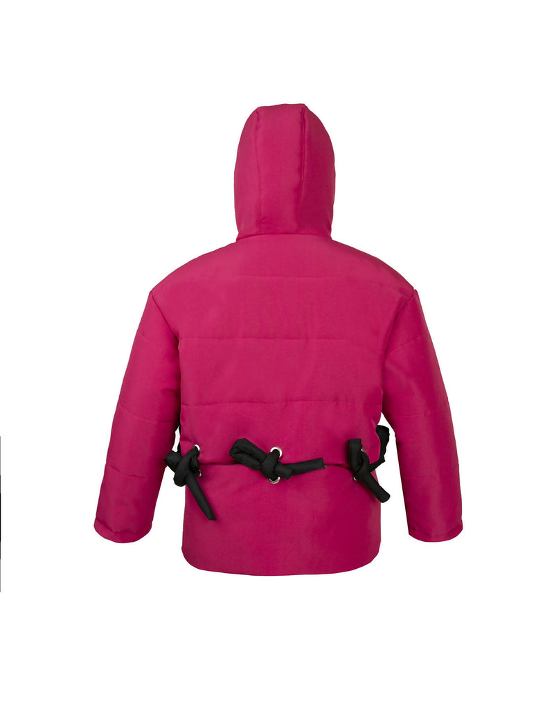 Hooded transformable puffer jacket