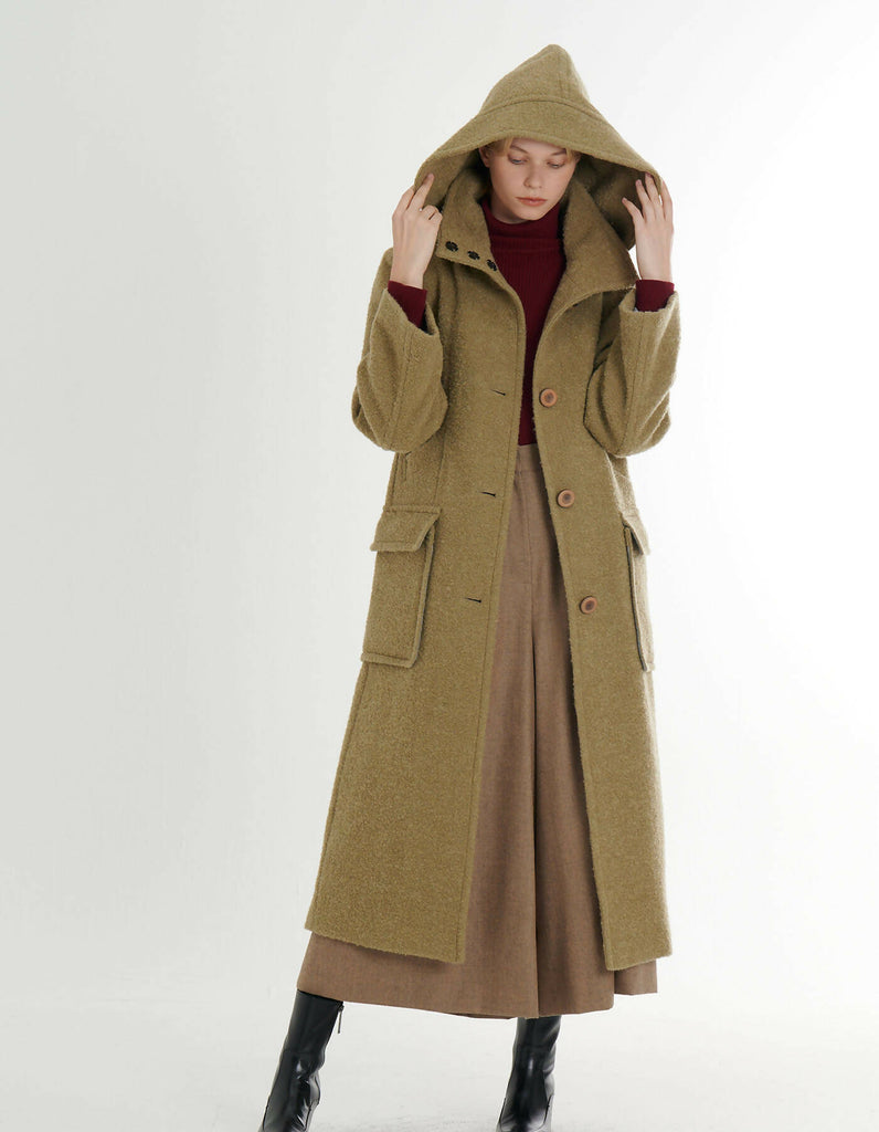 Premium Mohair Alpaca Detachable Hooded Coat