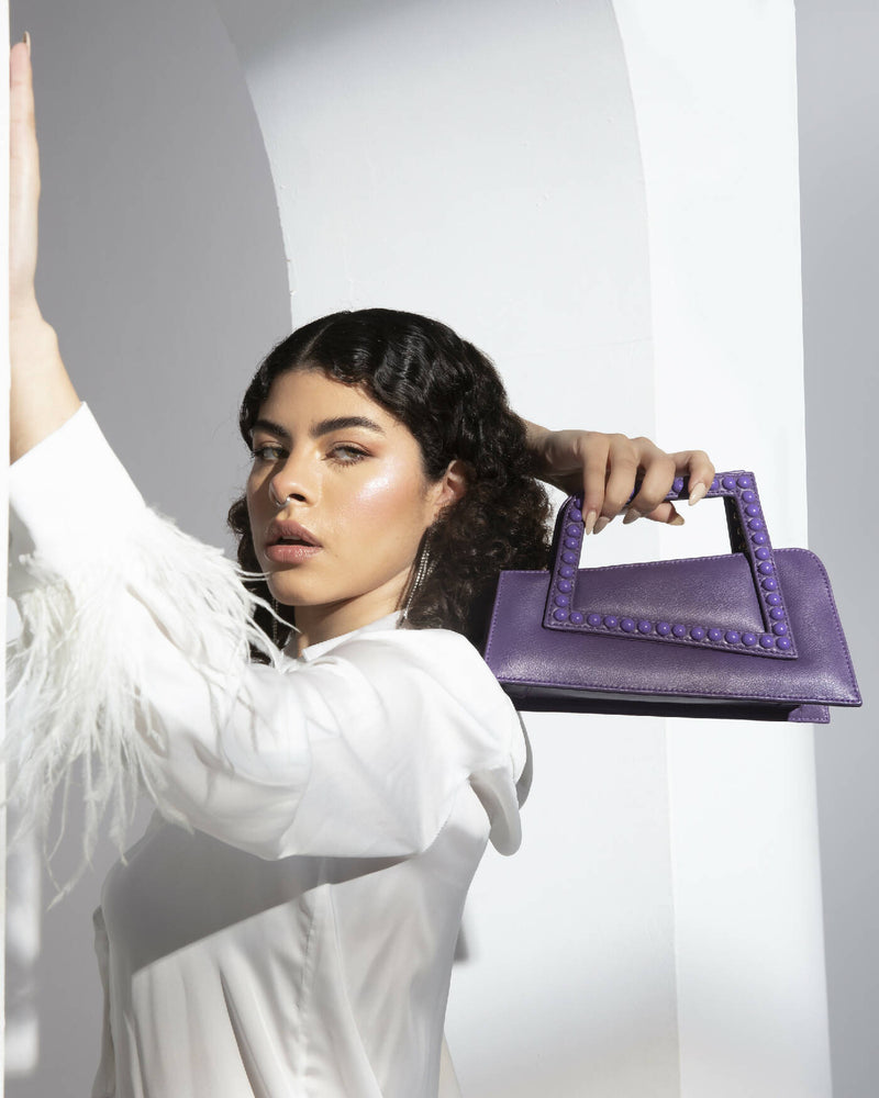 ASYMMETRICAL TOP HANDLE BAG