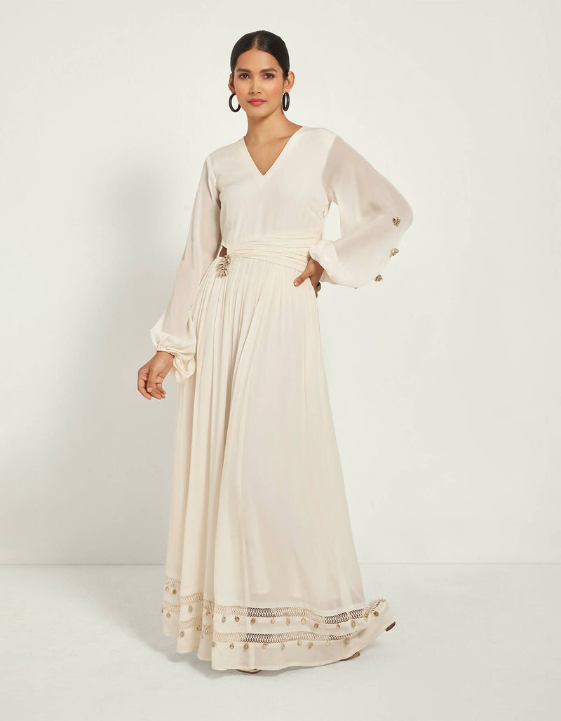 Ivory cut-out maxi dress