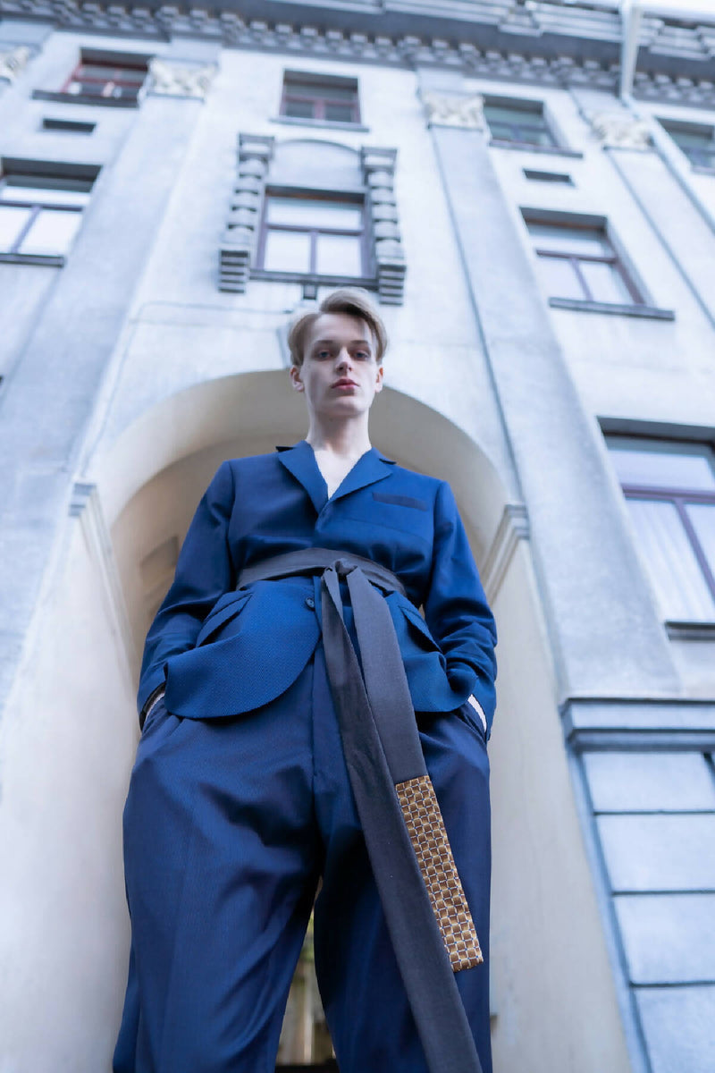 Sustainable Blue Men's Jacket from Scraps