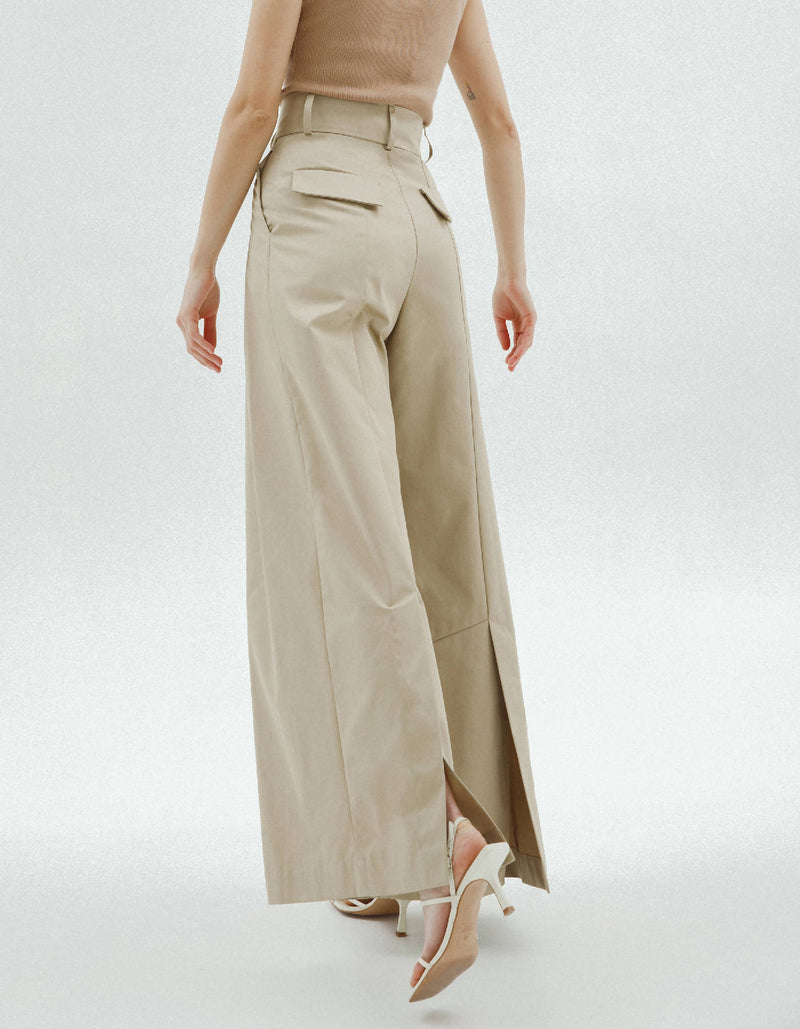 Beige Pleated Palazzo