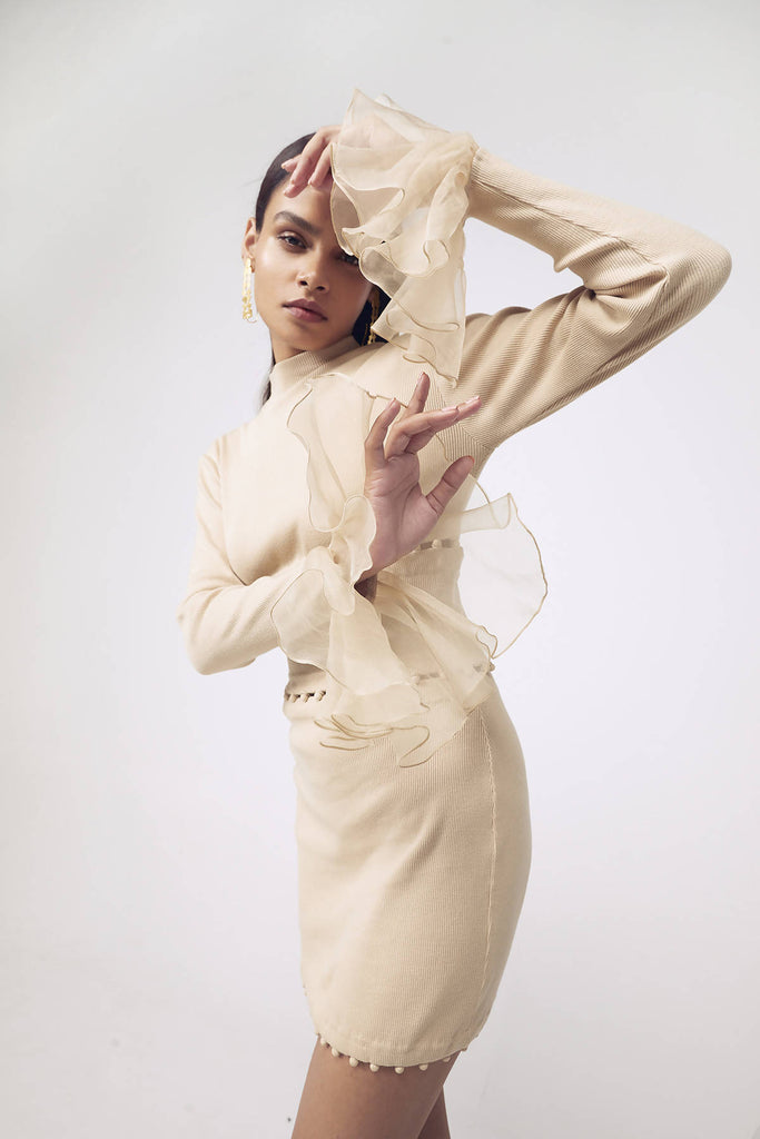 Bodycon Rib Maxi in Beige