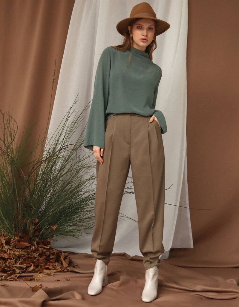 Taupe Pleated Pants