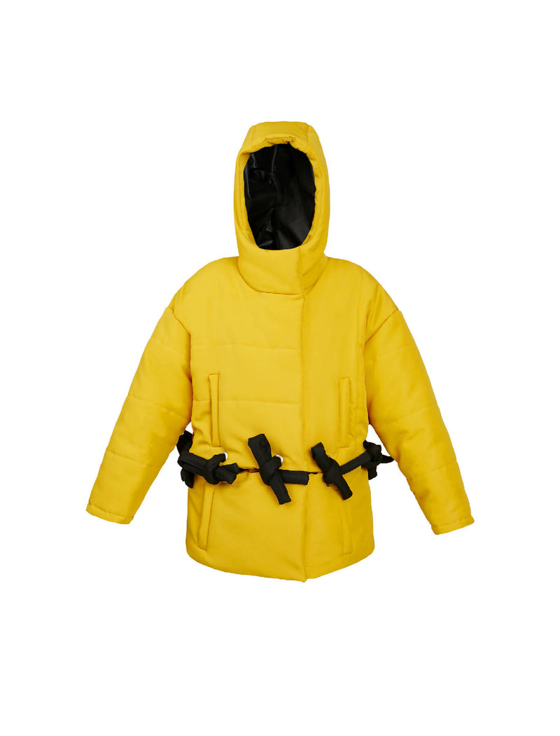 Hooded transformable puffer jacket
