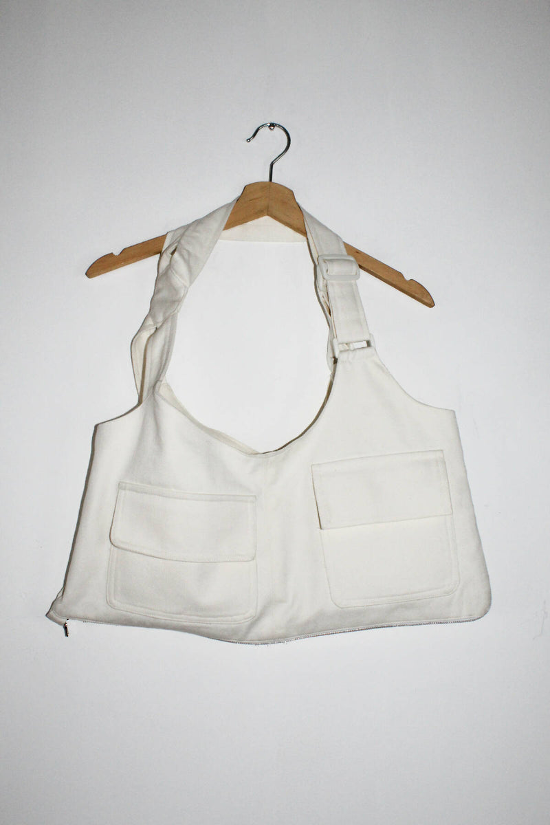 White Cropped Convertible Vest Bag