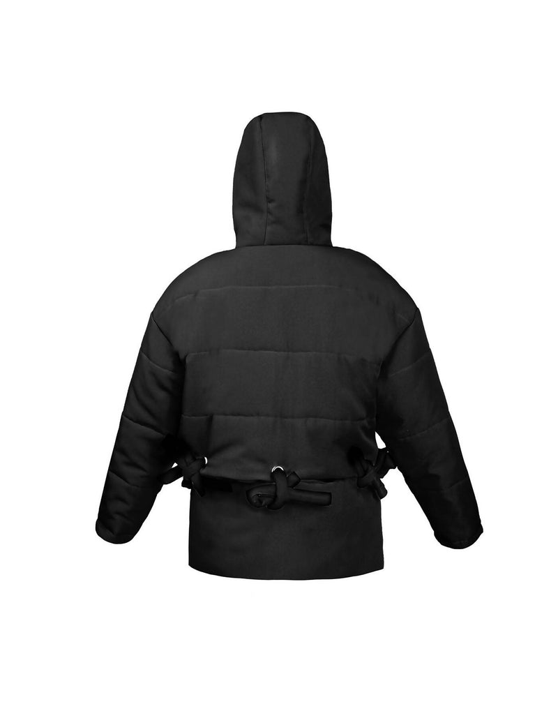 Hooded transformable puffer jacket
