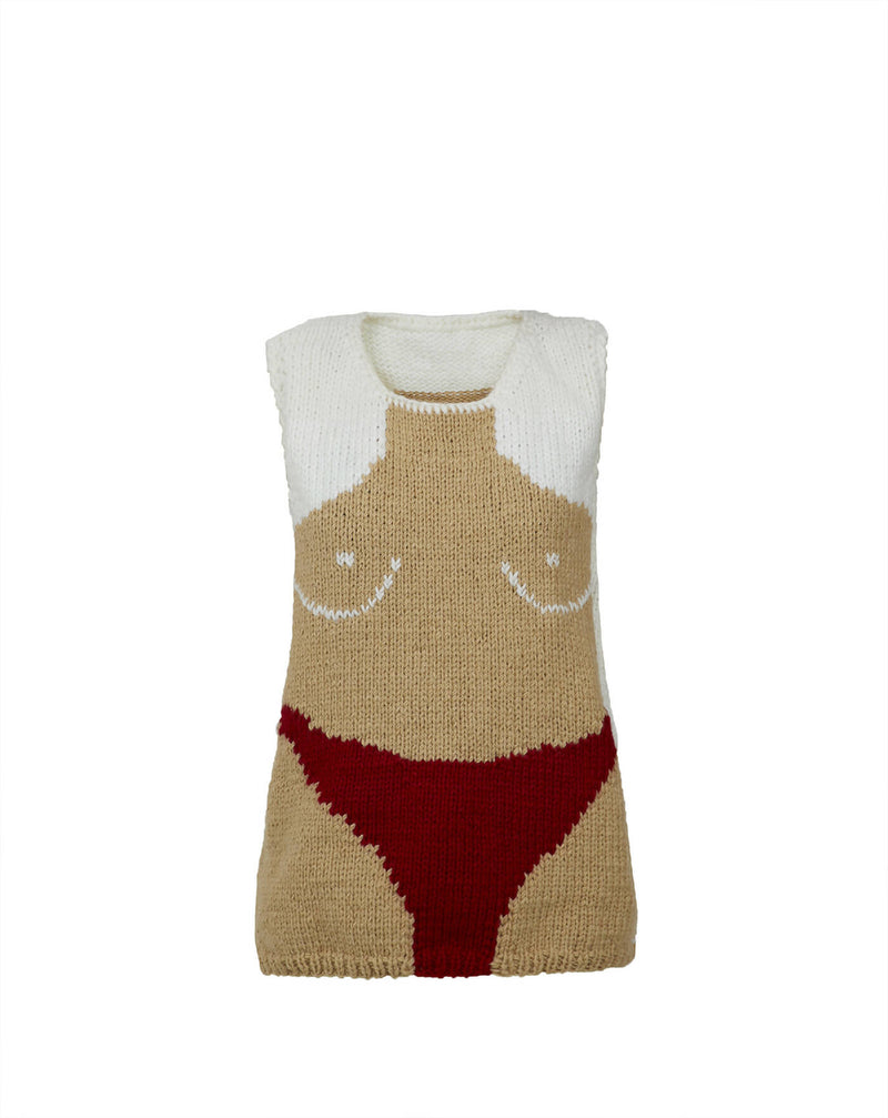 Nude hand knit vest