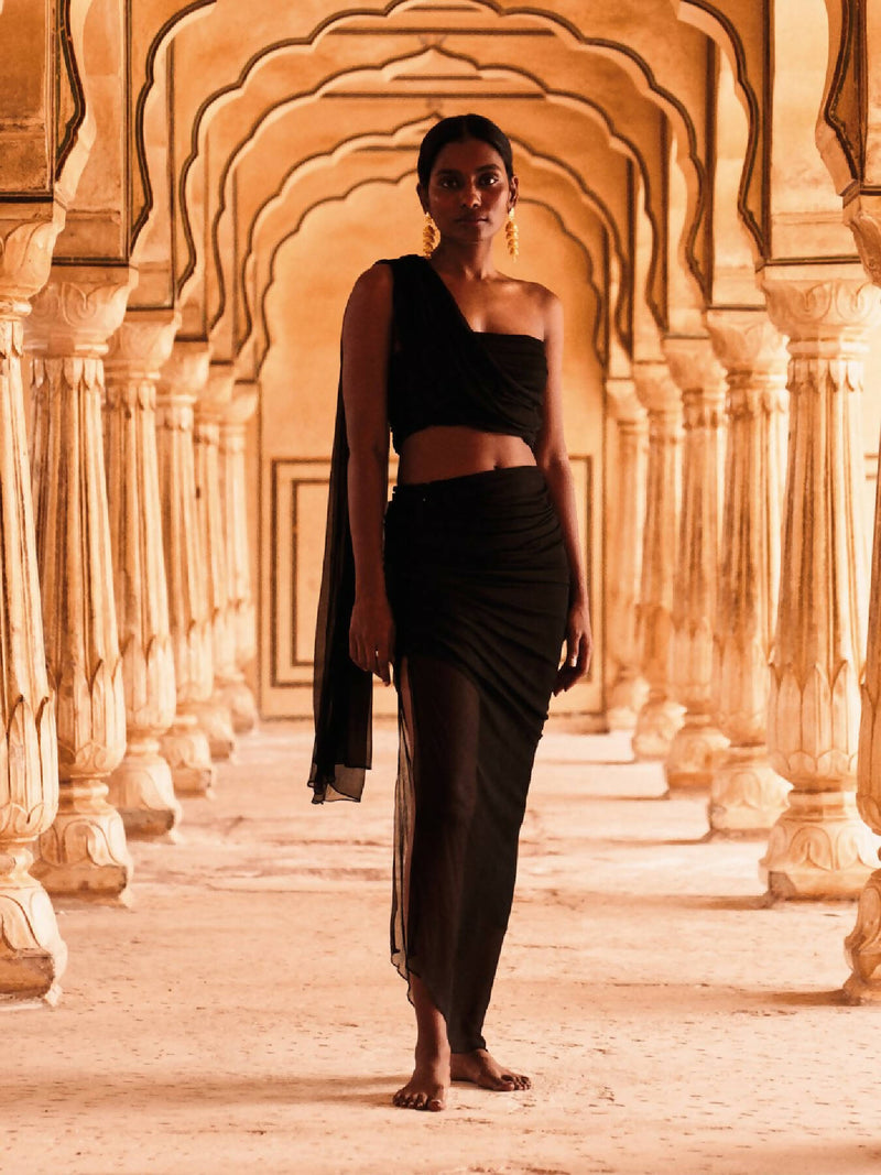 Silk Chiffon Midi Skirt