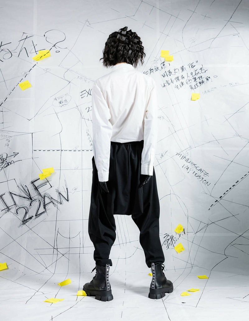 Deconstructed Box Pleat Low-Crotch Trousers