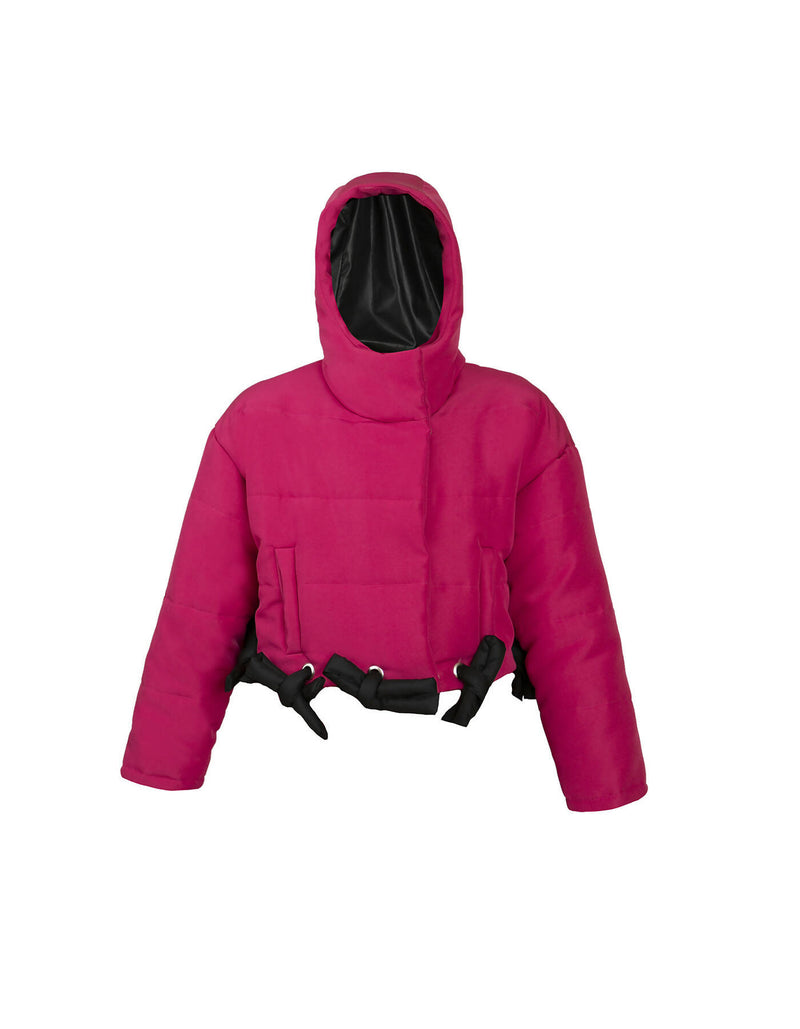 Hooded transformable puffer jacket